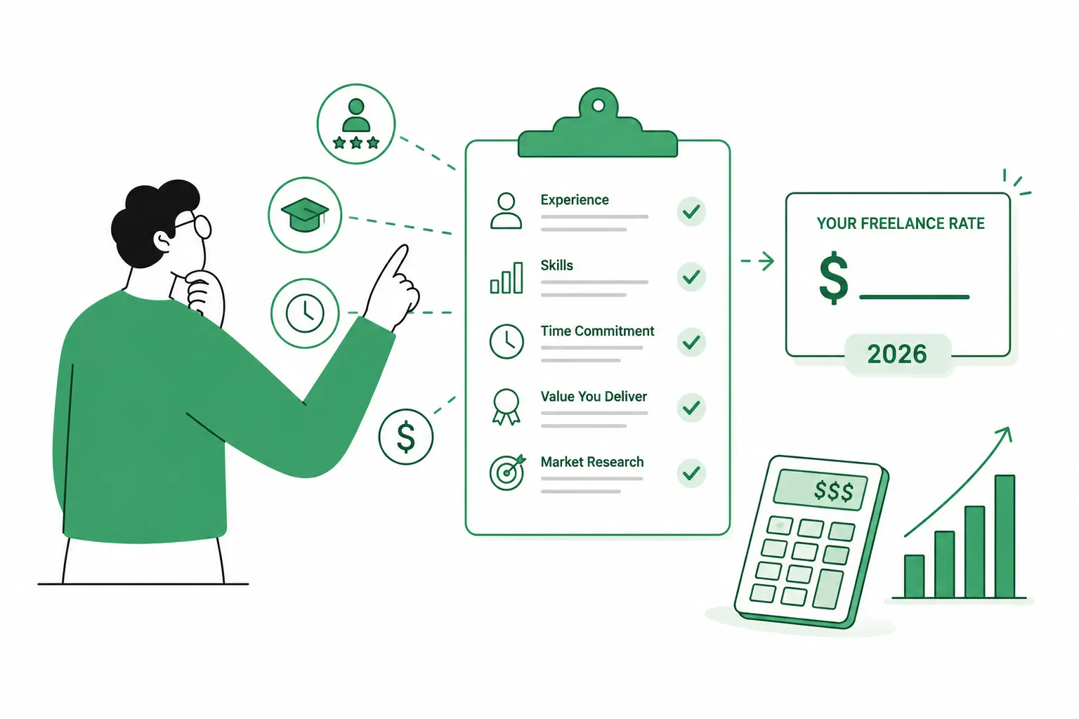 Freelance hourly rate calculator showing income, expenses, and billable hours inputs